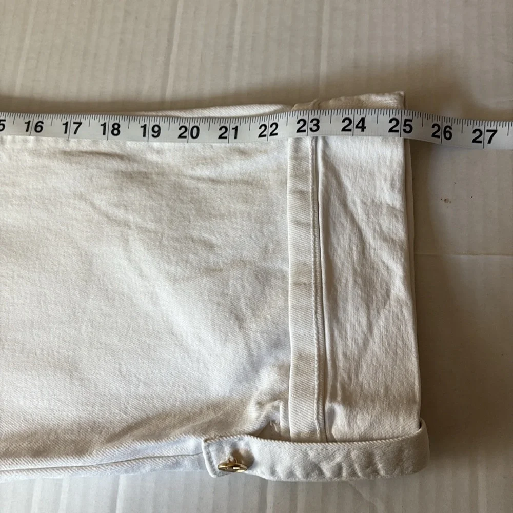Michael Kors Women Jeans White Selma Straight Crop High-Rise Slim Size16